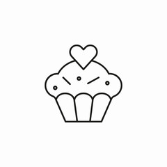 heart cupcake dessert icon sign vector