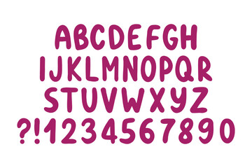 Alphabet. Hand drawn bold smooth letters isolated on white background. Colorful elements for scrapbooking.