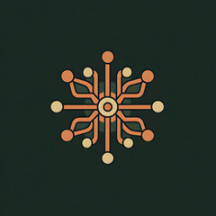 Abstract Geometric Mandala: Interconnected Nodes on Dark Textured Background