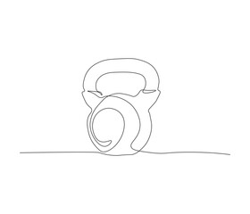 One continuous line drawing of kettlebell gym equipment. single line of kettlebell vector illustration. editable outline