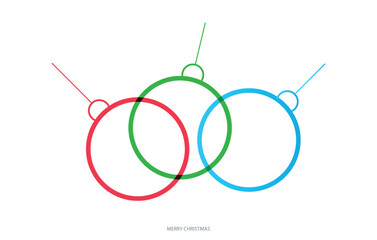 Modern Minimal Christmas Ornaments in Red Green Blue. Clean minimalistic Christmas ornament illustration with red, green, and blue outlined baubles on a white background.