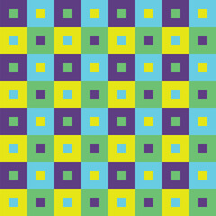 Pattern created from neon blue, green, yellow and purple squares