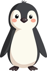 A cute, cartoon penguin stands upright, facing forward with a simple, charming design.