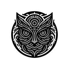 Fototapeta premium tribal mask with spiral energy, swirling outward lines