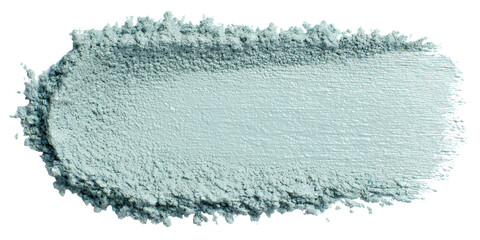 Crushed light green eyeshadow or blusher forming a horizontal smear on a transparent background