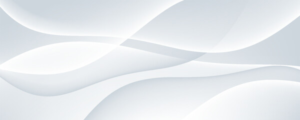 Abstract white wave vector background. Elegant dynamic waves design. Smooth and clean graphic pattern. Modern soft gradient texture. Vector Illustration