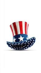 Festive top hat with red, white, and blue pattern for celebration in a cheerful setting during an annual event