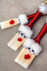 Santa made with paint brushes