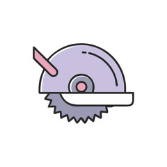 Fototapeta premium Circular saw icon in flat design with purple and pink colors 