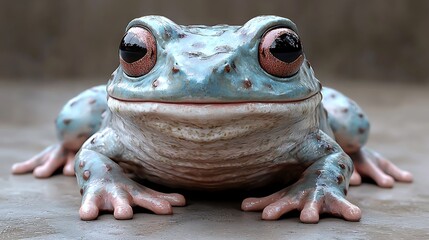 Frog Sitting Still with Large Eyes Looking Ahead Close Up