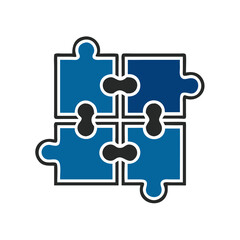 Obraz premium Puzzle pieces in blue and black forming an interlocking design 