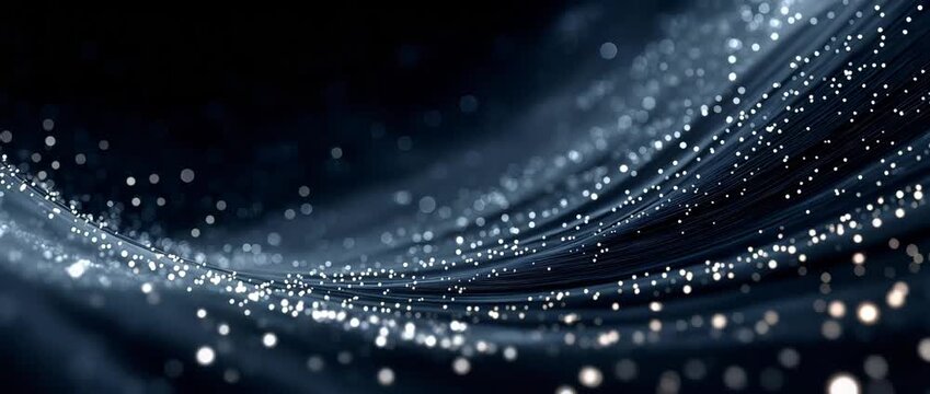 White dot streaks swirling in a dark blue background