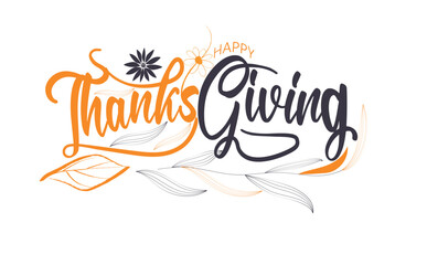 Urban typography art graffiti, Give thanks, Happy ThanksGiving Day, art graffiti slogan,  Hand drawn lettering quote, cute hand drawn lettering postcard template banner.eps8