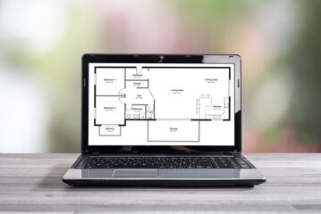 Apartment plan concept on a laptop screen