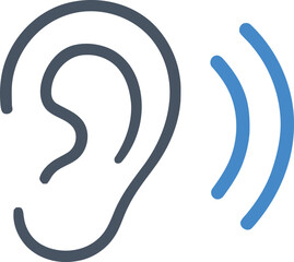 Hearing icon, hear listening so sound signal. Hearing impairment, sound signal. Audiometry icon editable vector icon