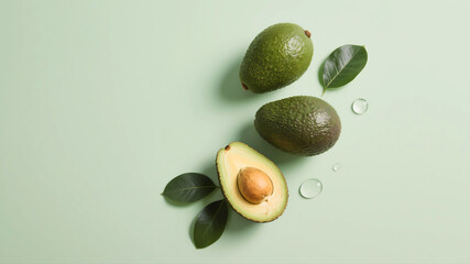 Close-up of an avocado on a green background