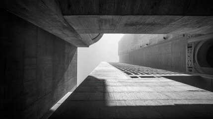 Modern concrete building interior perspective