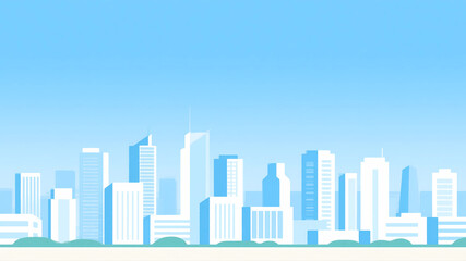 Illustration of a city skyline against a blue background