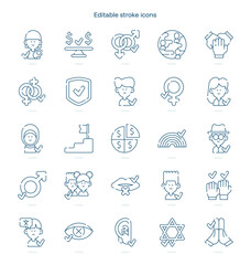 Diversity Inclusion stroke icon. Diversity Inclusion line icon set. editable stroke icon pack