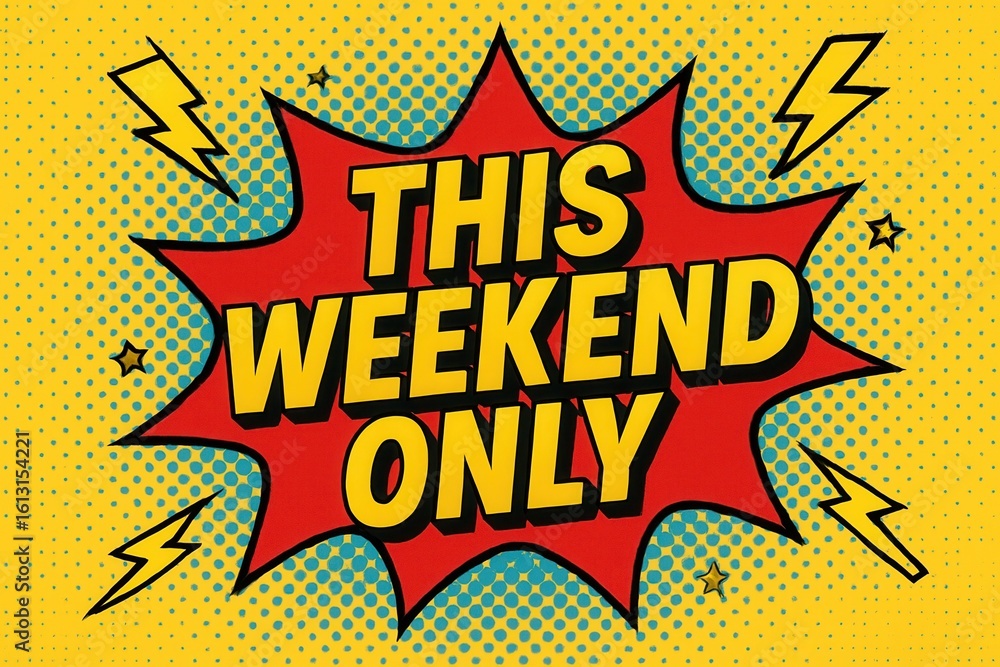 Poster pop art style image featuring the bold text 