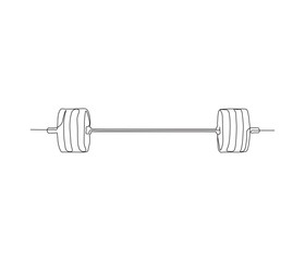 One continuous line drawing of barbell. single line illustration of barbell. fitness and gym concept. editable outline