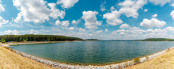 panoramic view of the Lake Big Brombach (Großer Brombachsee), Pleinfeld, Germany, view from Dam...