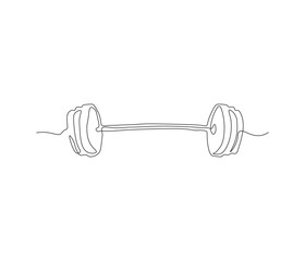 One continuous line drawing of barbell. single line illustration of barbell. fitness and gym concept. editable outline