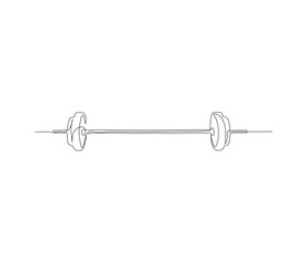 One continuous line drawing of barbell. single line illustration of barbell. fitness and gym concept. editable outline