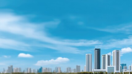 Urban skyline view cityscape digital illustration daylight aerial perspective modern architecture concepts