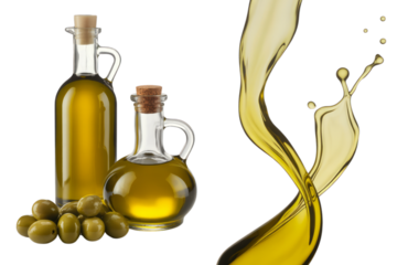 Olive oil bottles and splash glass cork