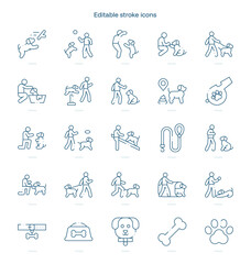 Fototapeta premium Dog Training stroke icon. Dog Training line icon set. editable stroke icon pack