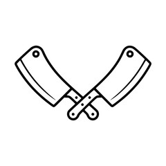 Line art illustration of crossed cleavers