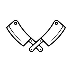 Line art illustration of crossed cleavers