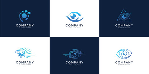 Best collection of logos see and vision eye technology data vector template 