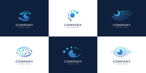 collection of logos see and vision eye technology data vector template 