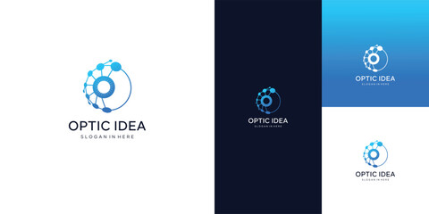 Eye technology logo design , science retina scan eye vector template 