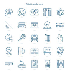 Ecology stroke icon. Ecology line icon set. editable stroke icon pack