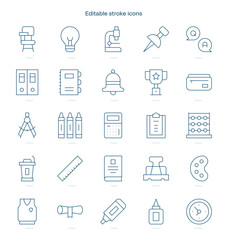 Education stroke icon. Education line icon set. editable stroke icon pack