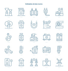 Energy stroke icon. Energy line icon set. editable stroke icon pack