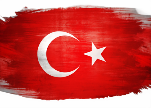 Vibrant turkish flag painted with bold brushstrokes on a dark background