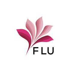 Obraz premium FLU Modern Floral Abstract Logo Design, FLU Later Logo, Creative Botanical Brand Identity, Luxury Flower Emblem for Business 