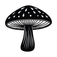 Black and White Vector Illustration of a Stylized Mushroom Design