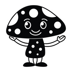 Cute Mushroom Character Illustration Featuring Smiling Face and Polka Dots