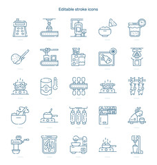 Food Processing stroke icon. Food Processing line icon set. editable stroke icon pack