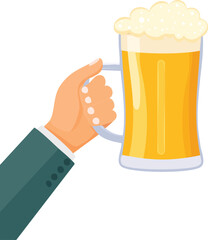 Firefly Hands holding beer with white foam in mug, glass Cheers isolated 287946.eps