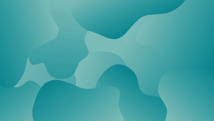 Abstract teal fluid shapes gradient background design.