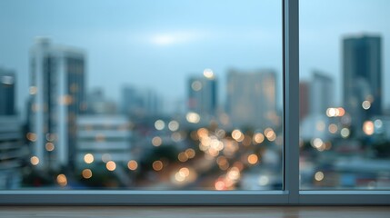 Cityscape evening view from a modern office urban environment blurred background inspirational concept
