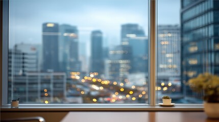 Urban evening view city skyline photograph modern office environment interior perspective business inspiration