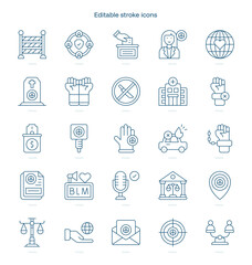Fototapeta premium Human Rights stroke icon. Human Rights line icon set. editable stroke icon pack