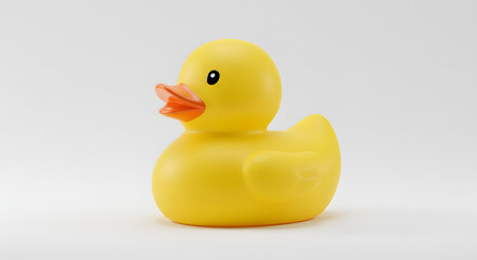 Bright Yellow Rubber Duck Toy in Profile View